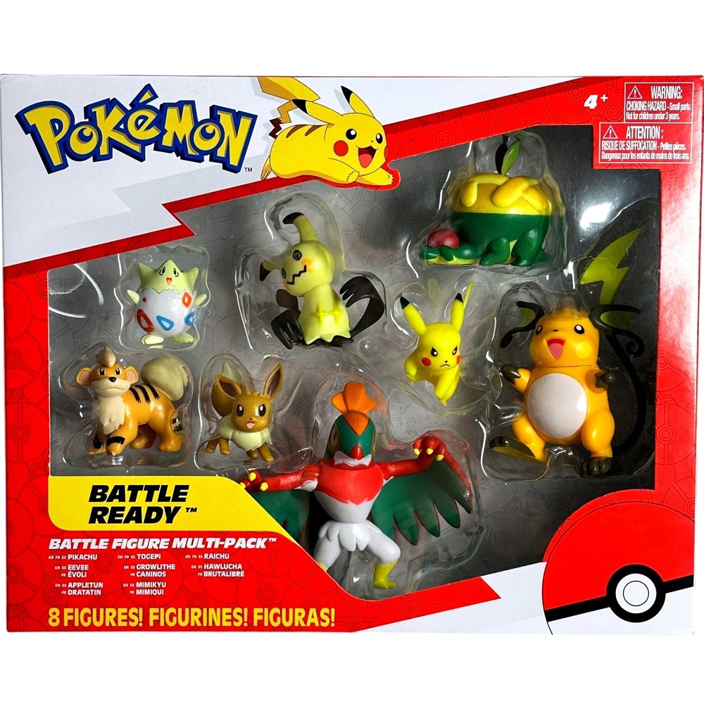 Pokemon Battle Figure Multi-Pack 8 Figure Set Pikachu Eevee Mimikyu New